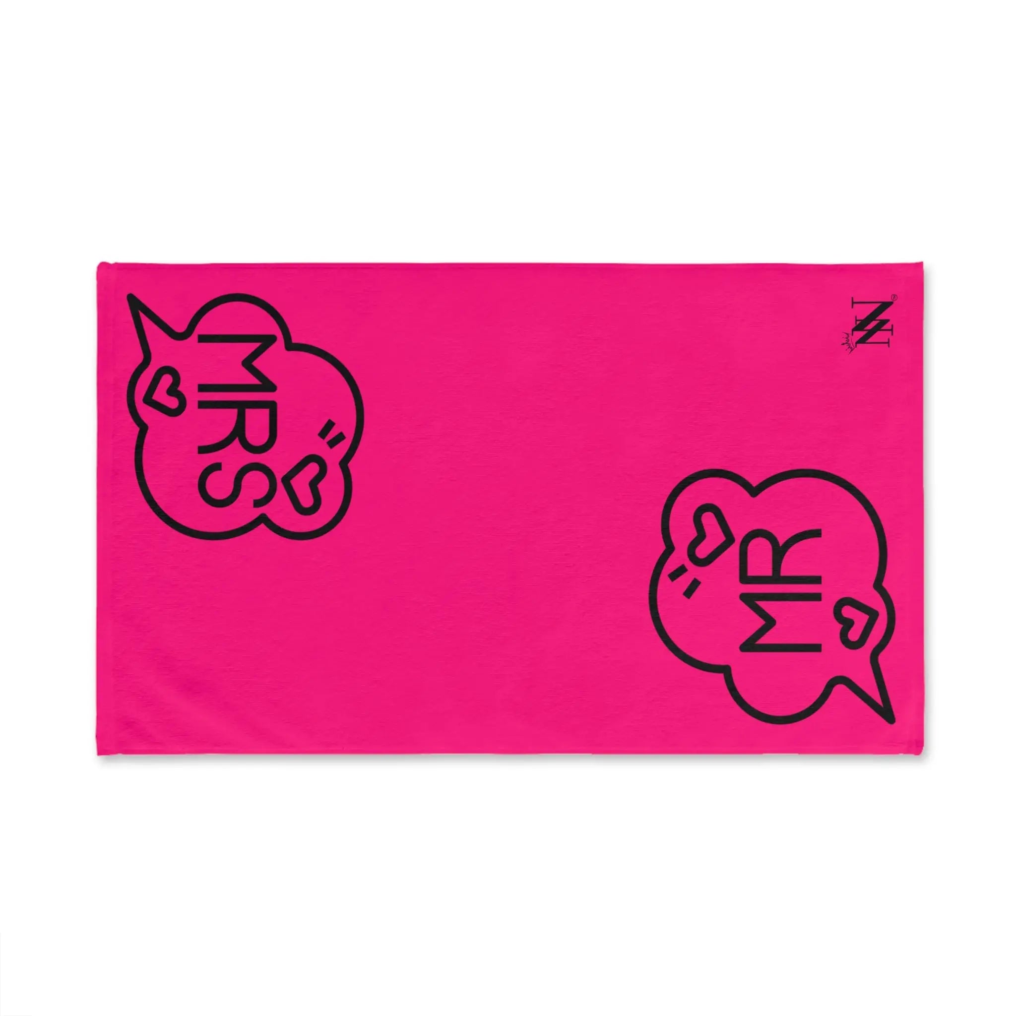 Mr. Mrs. Caption Shareable Signature Pink | Mix & Match Classic Fun-Flirty Lovers’ Towels