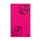 Mr. Mrs. Caption Shareable Signature Pink | Mix & Match Classic Fun-Flirty Lovers’ Towels