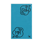 Mr. Mrs. Caption Shareable Turquoise | Mix & Match Classic Fun-Flirty Lovers’ Towels