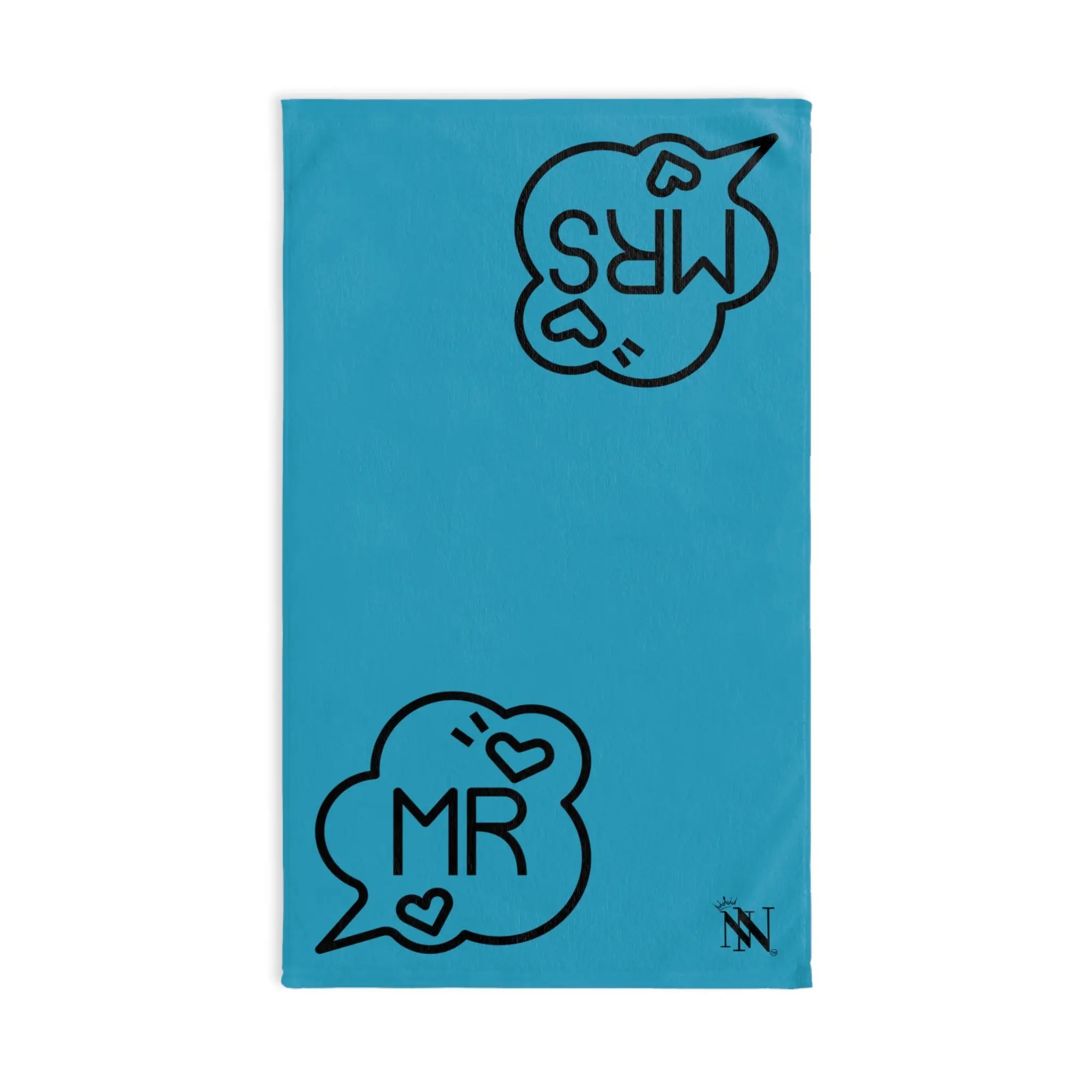 Mr. Mrs. Caption Shareable Turquoise | Mix & Match Classic Fun-Flirty Lovers’ Towels