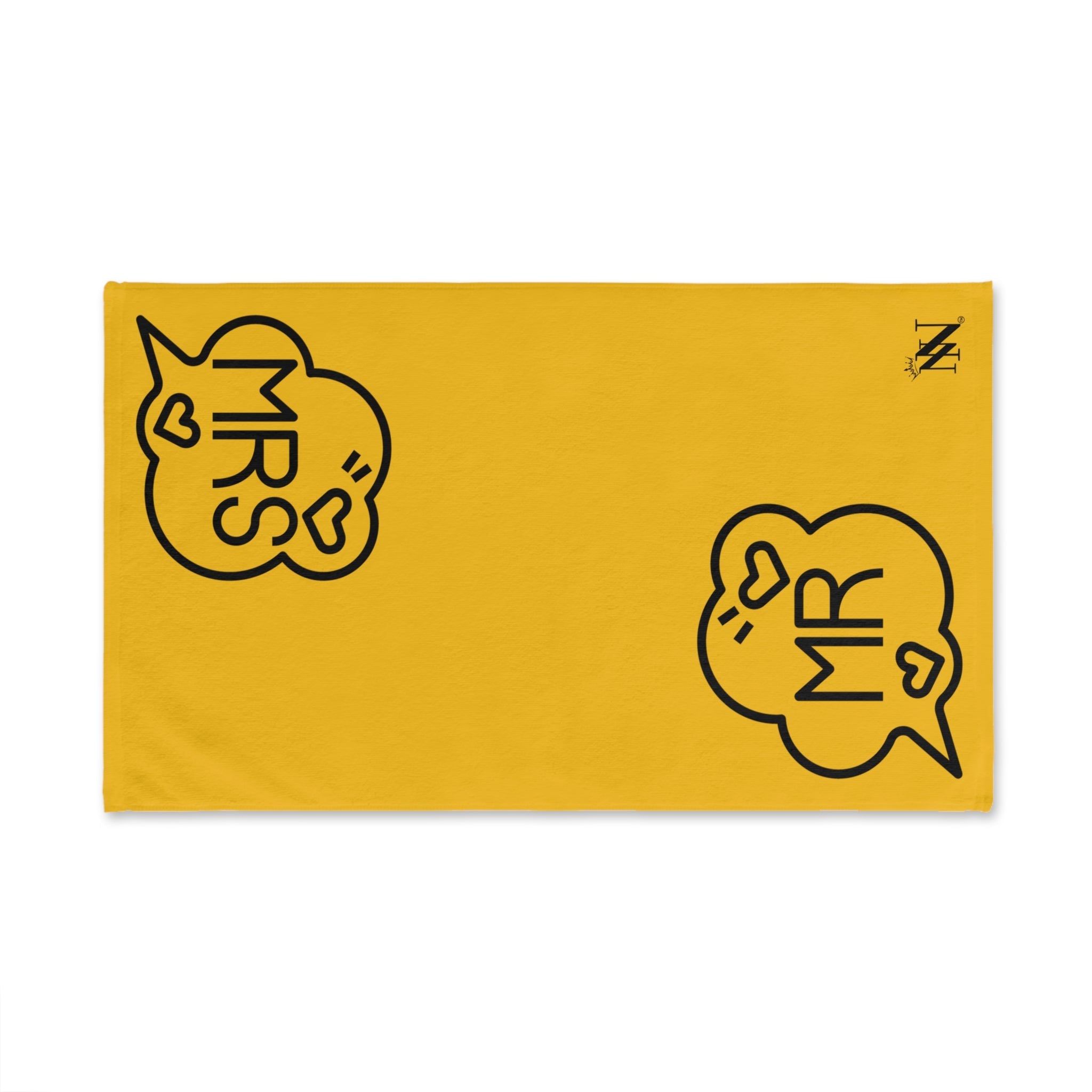 Mr. Mrs. Caption Shareable Yellow | Mix & Match Classic Fun-Flirty Lovers’ Towels