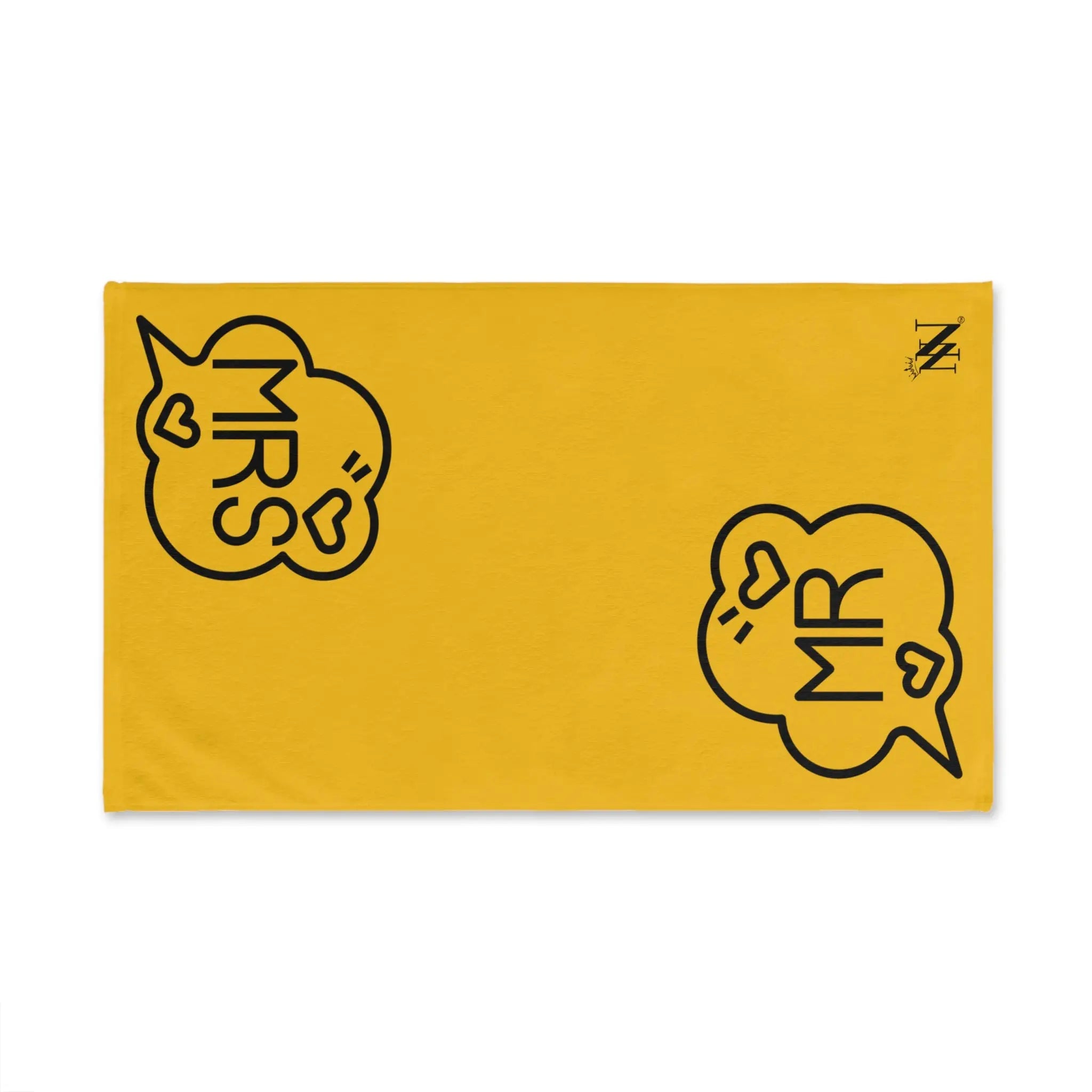 Mr. Mrs. Caption Shareable Yellow | Mix & Match Classic Fun-Flirty Lovers’ Towels