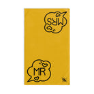 Mr. Mrs. Caption Shareable Yellow | Mix & Match Classic Fun-Flirty Lovers’ Towels