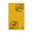 Mr. Mrs. Caption Shareable Yellow | Mix & Match Classic Fun-Flirty Lovers’ Towels