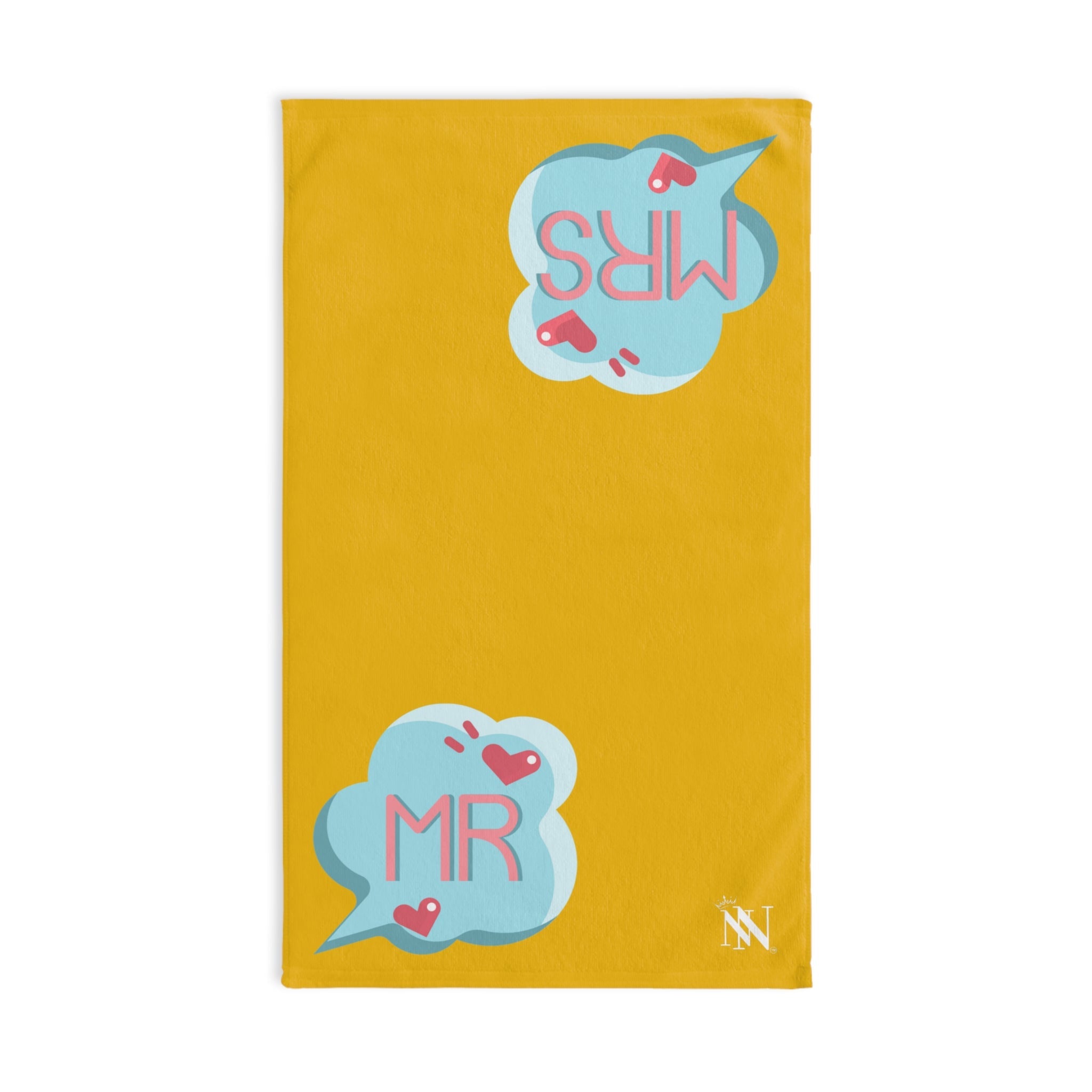 Mr Mrs Colored Caption Yellow | Mix & Match Original Fun-Flirty Lovers’ Towels