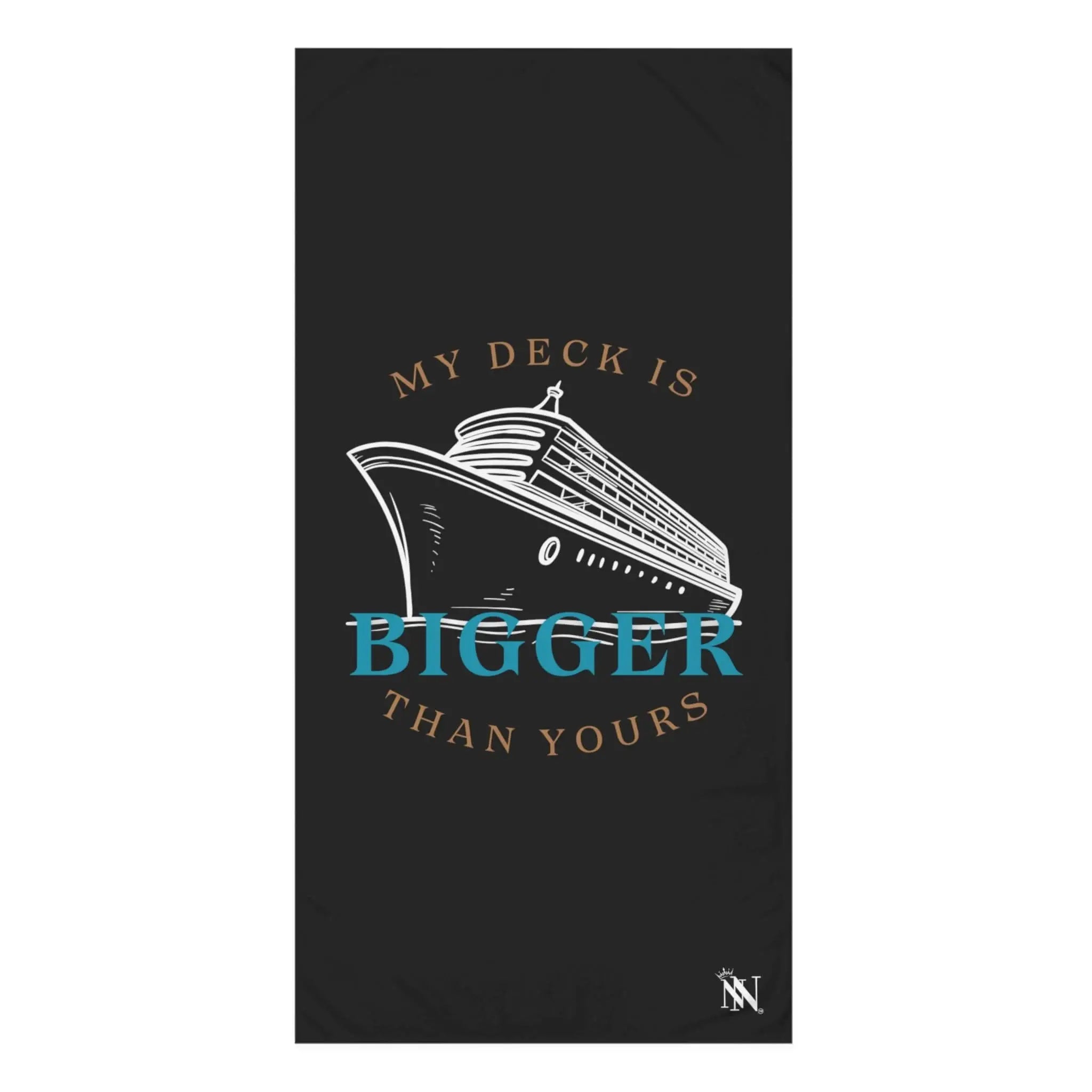My Deck is Bigger than Yours Black Cum Towel