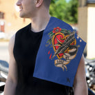 My Love Traditional Tattoo Blue | Mix & Match Soft Fun-Flirty Lovers’ Towels