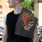 My Love Traditional Tattoo Dark Grey | Mix & Match Soft Fun-Flirty Lovers’ Towels