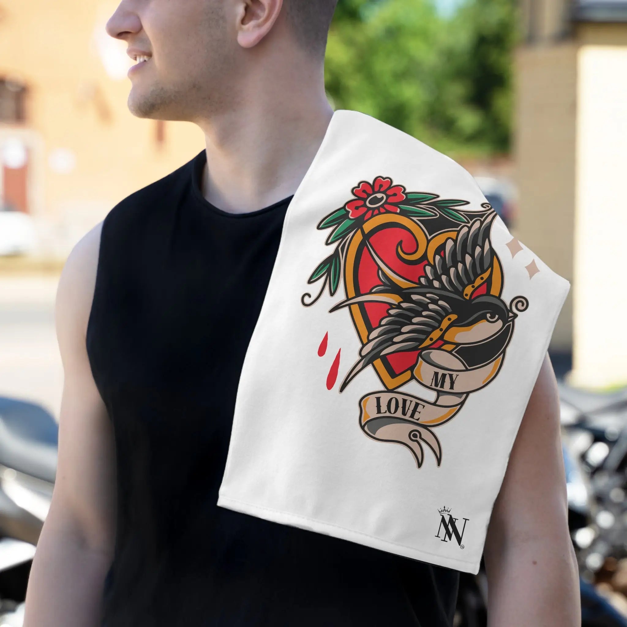 My Love Traditional Tattoo | Mix & Match Soft Fun-Flirty Lovers’ Towels