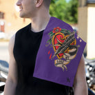 My Love Traditional Tattoo Purple | Mix & Match Soft Fun-Flirty Lovers’ Towels