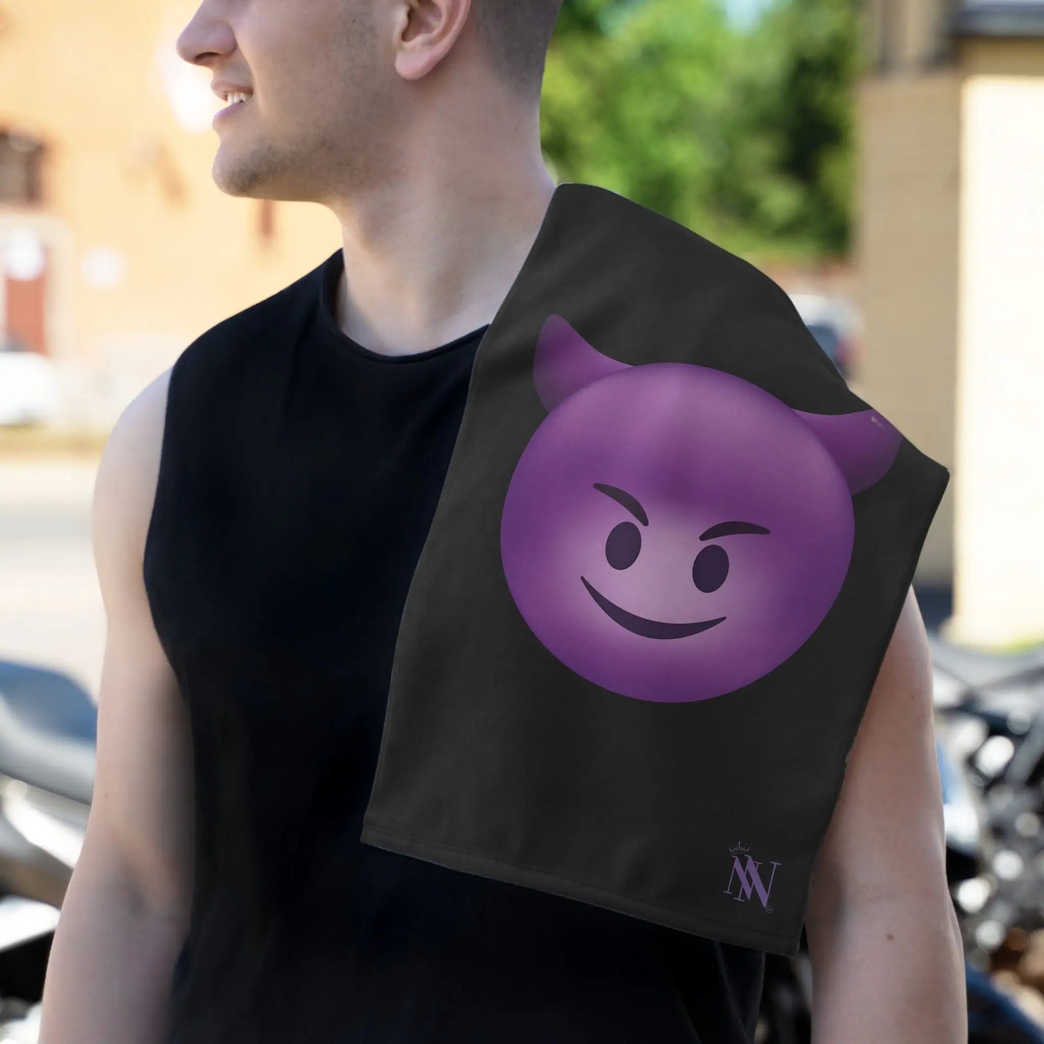 Naughty Devil Emoji Black | Mix & Match Soft Fun-Flirty Lovers’ Towels