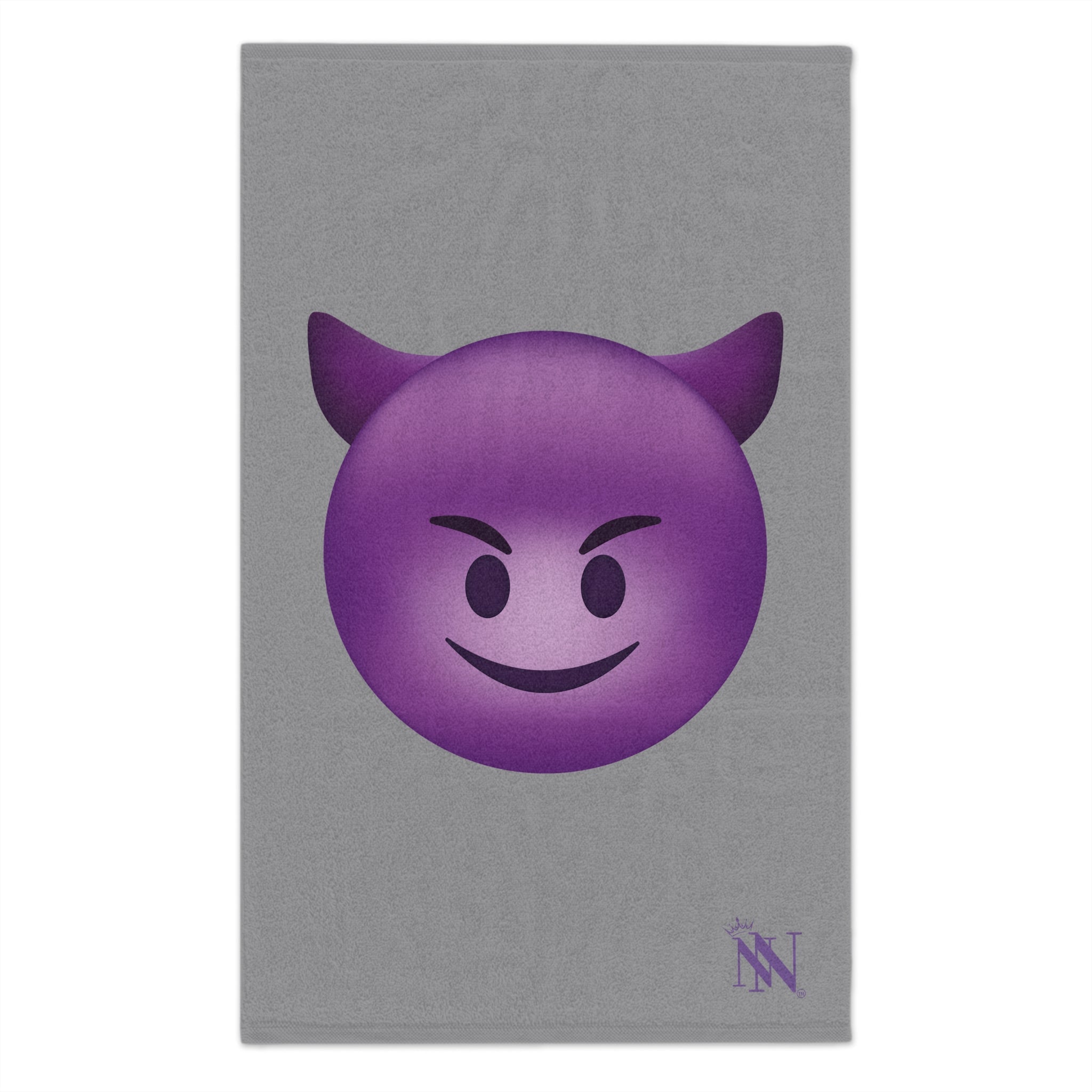 Naughty Devil Emoji Grey | Mix & Match Soft Fun-Flirty Lovers’ Towels