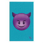 Naughty Devil Emoji Teal | Mix & Match Soft Fun-Flirty Lovers’ Towels