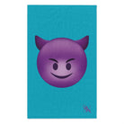 Naughty Devil Emoji Teal | Mix & Match Soft Fun-Flirty Lovers’ Towels