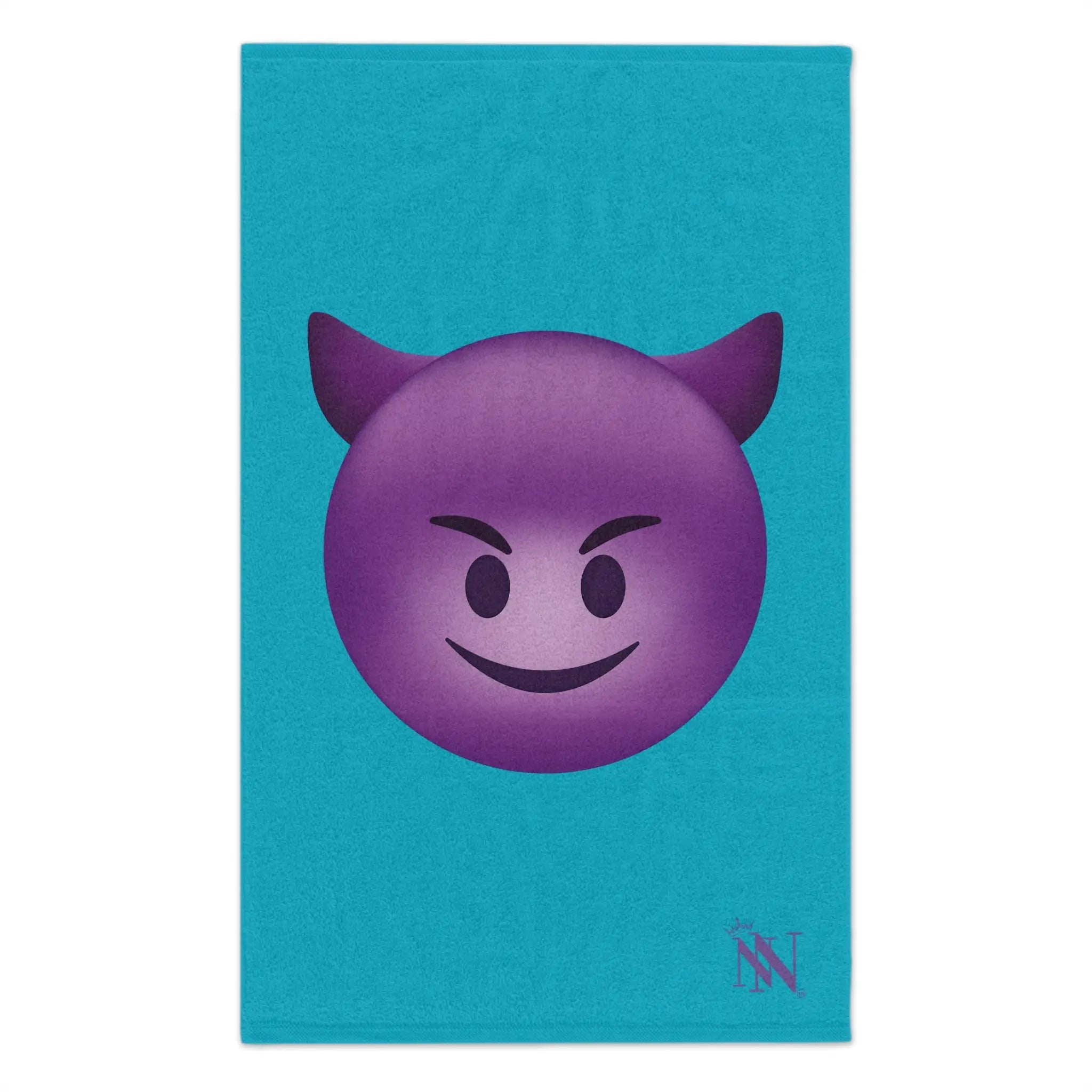 Naughty Devil Emoji Teal | Mix & Match Soft Fun-Flirty Lovers’ Towels