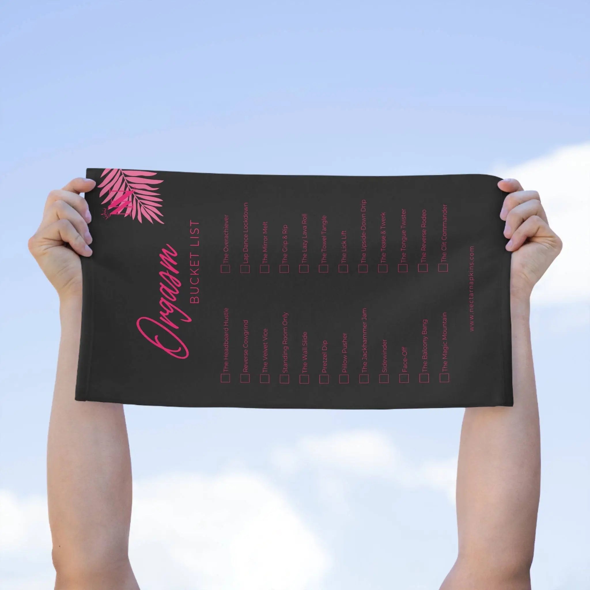 Orgasm Bucket List Black | Mix & Match Soft Fun-Flirty Lovers’ Towels