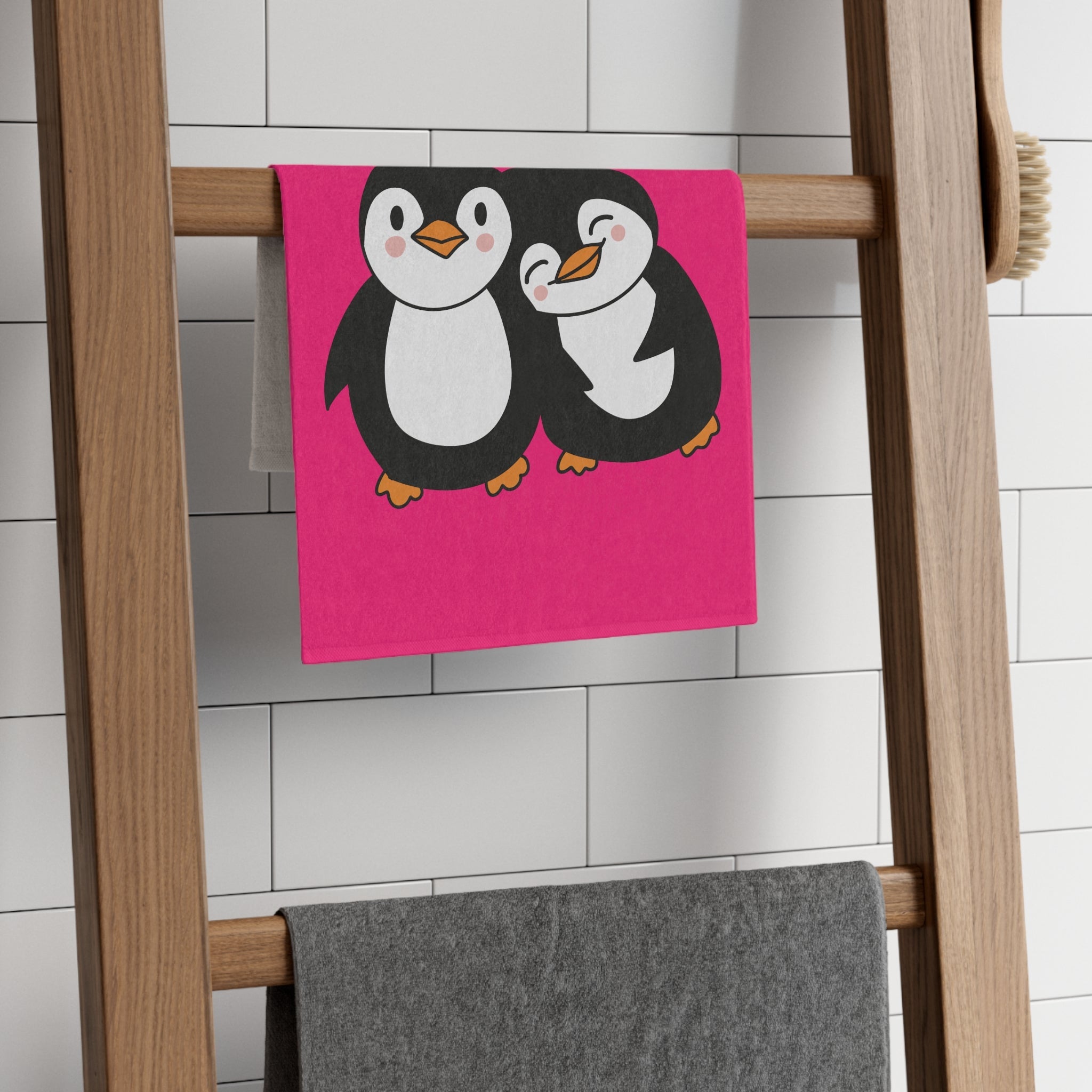 Penguin Love Pink | Mix & Match Soft Fun-Flirty Lovers’ Towels