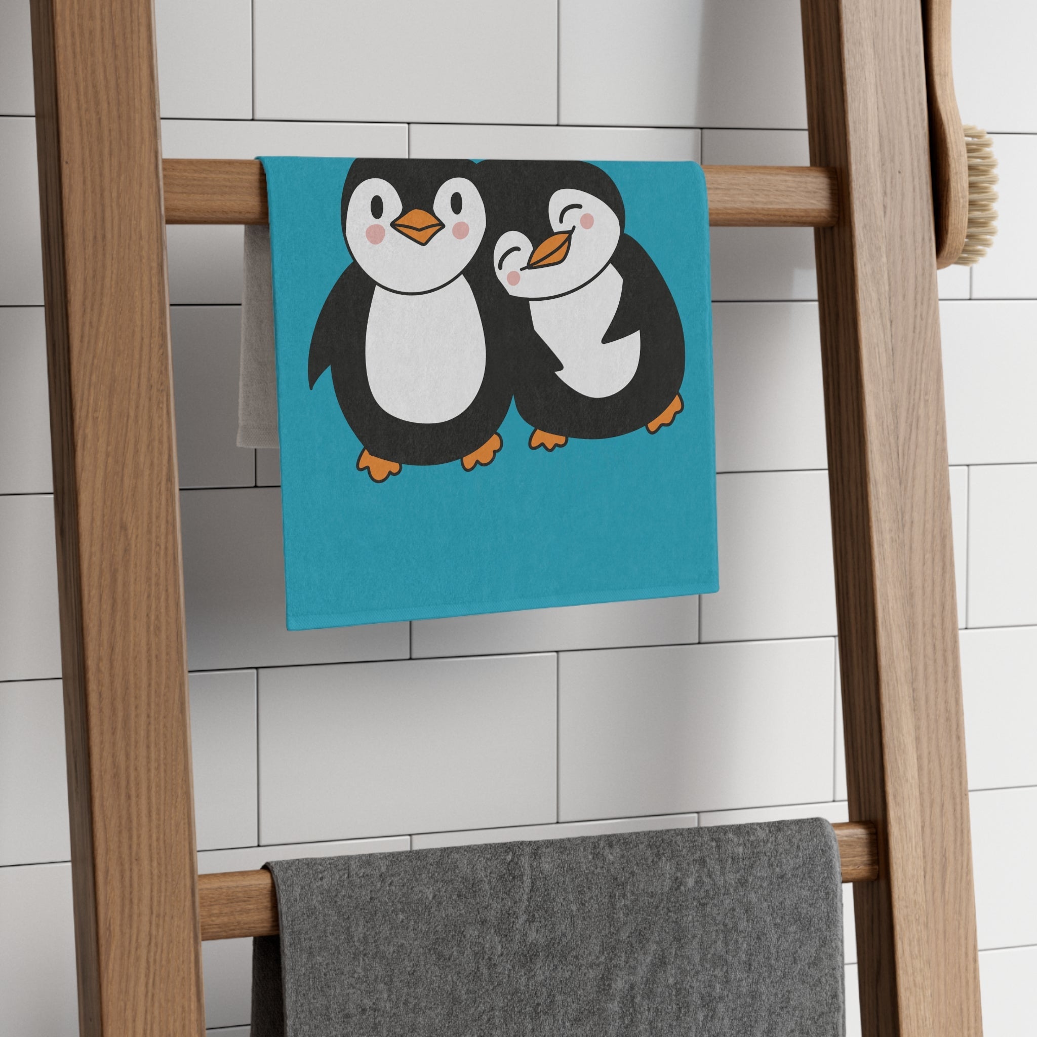 Penguin Love Teal | Mix & Match Soft Fun-Flirty Lovers’ Towels