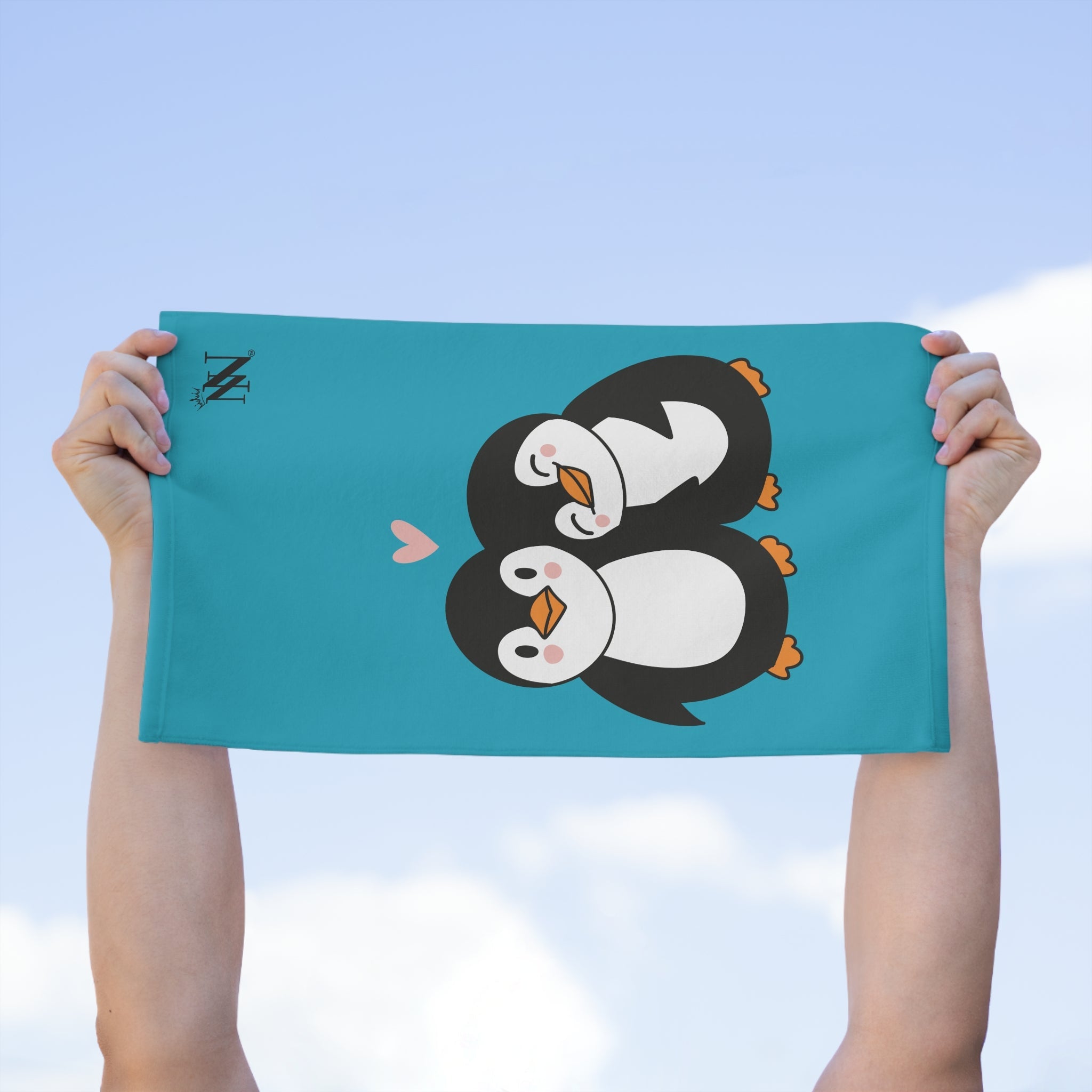 Penguin Love Teal | Mix & Match Soft Fun-Flirty Lovers’ Towels