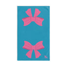 Pink Bow Shareable Turquoise | Mix & Match Original Fun-Flirty Lovers’ Towels