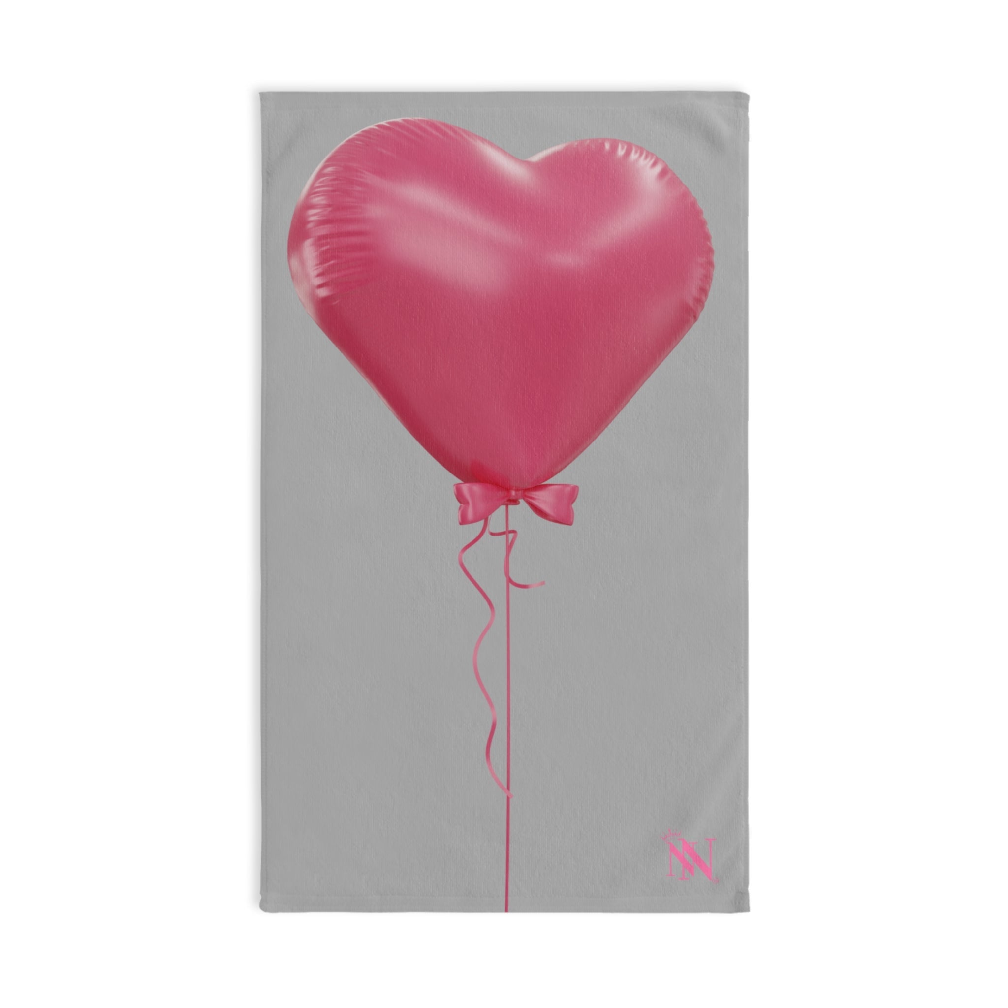 Pink Heart Balloon Bow 3D Print Light Grey | Mix & Match Original Fun-Flirty Lovers’ Towels