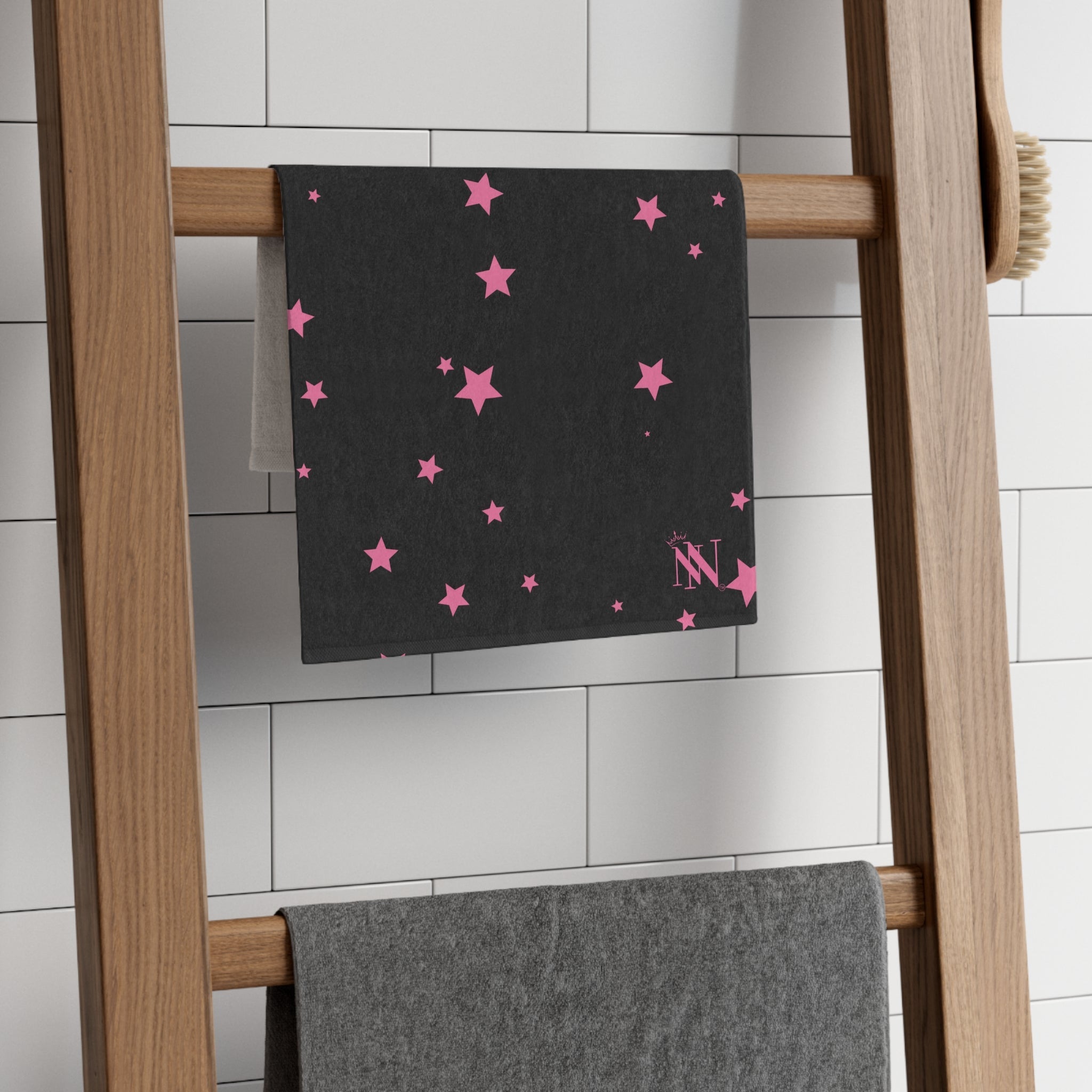 Pink Star Pattern Black | Mix & Match Soft Fun-Flirty Lovers’ Towels