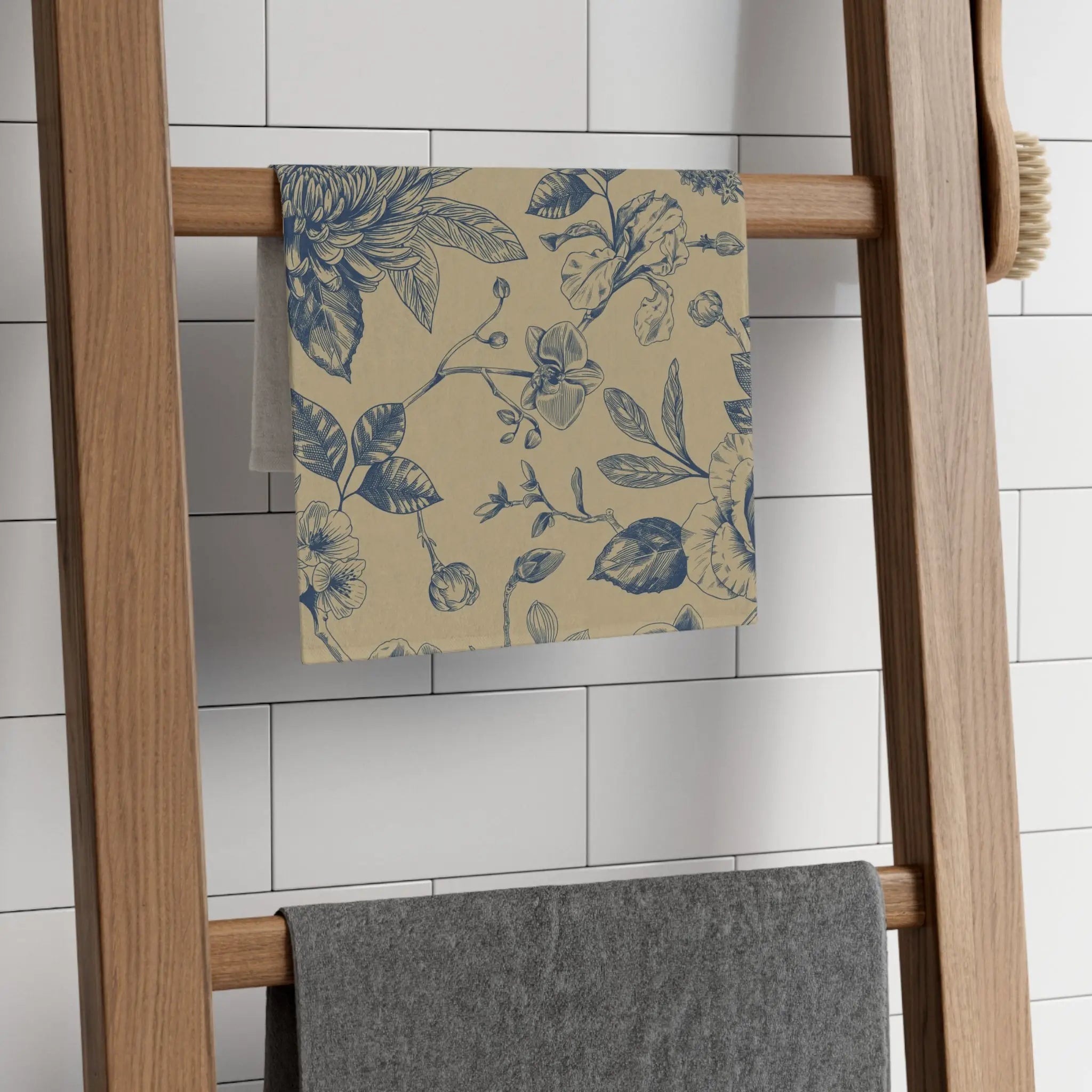 Pretty Blue Floral Gold | Mix & Match Soft Fun-Flirty Lovers’ Towels