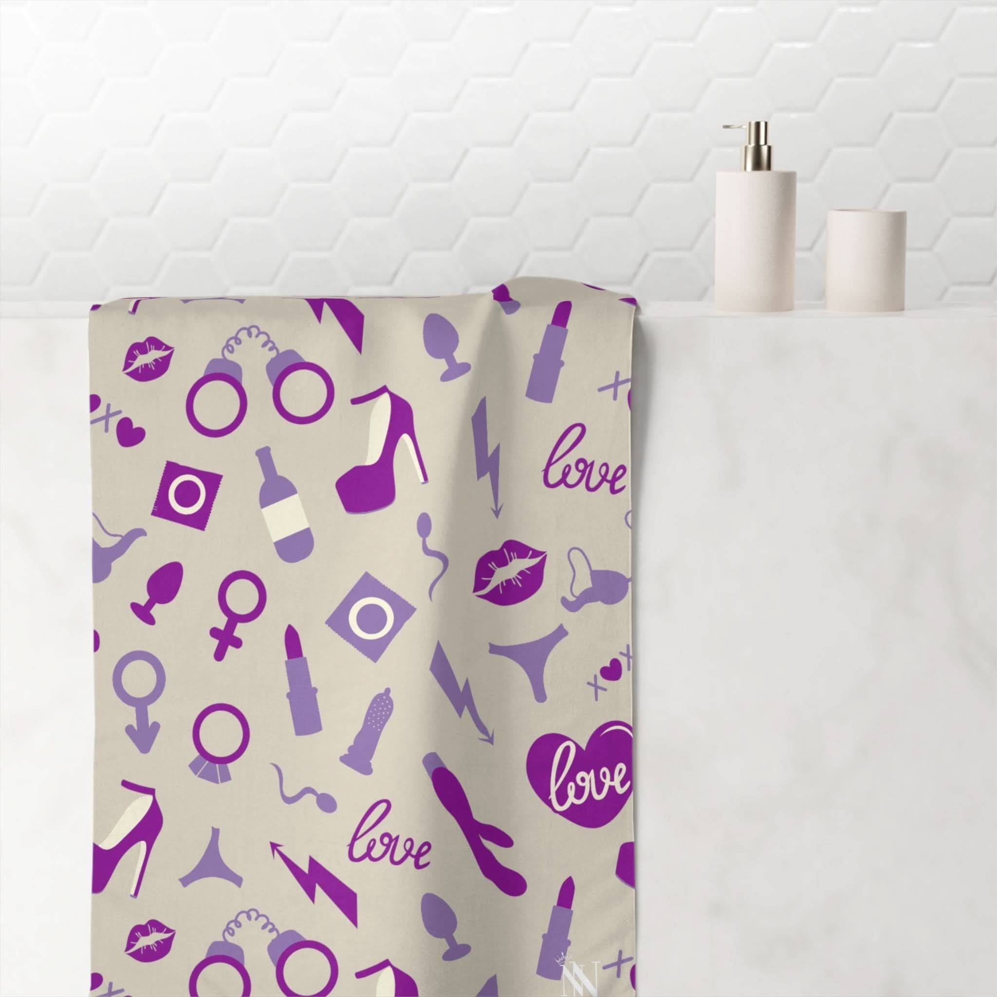 Purple Sex Toys | Mix & Match Naughty XL Fun-Flirty Lovers’ Towels