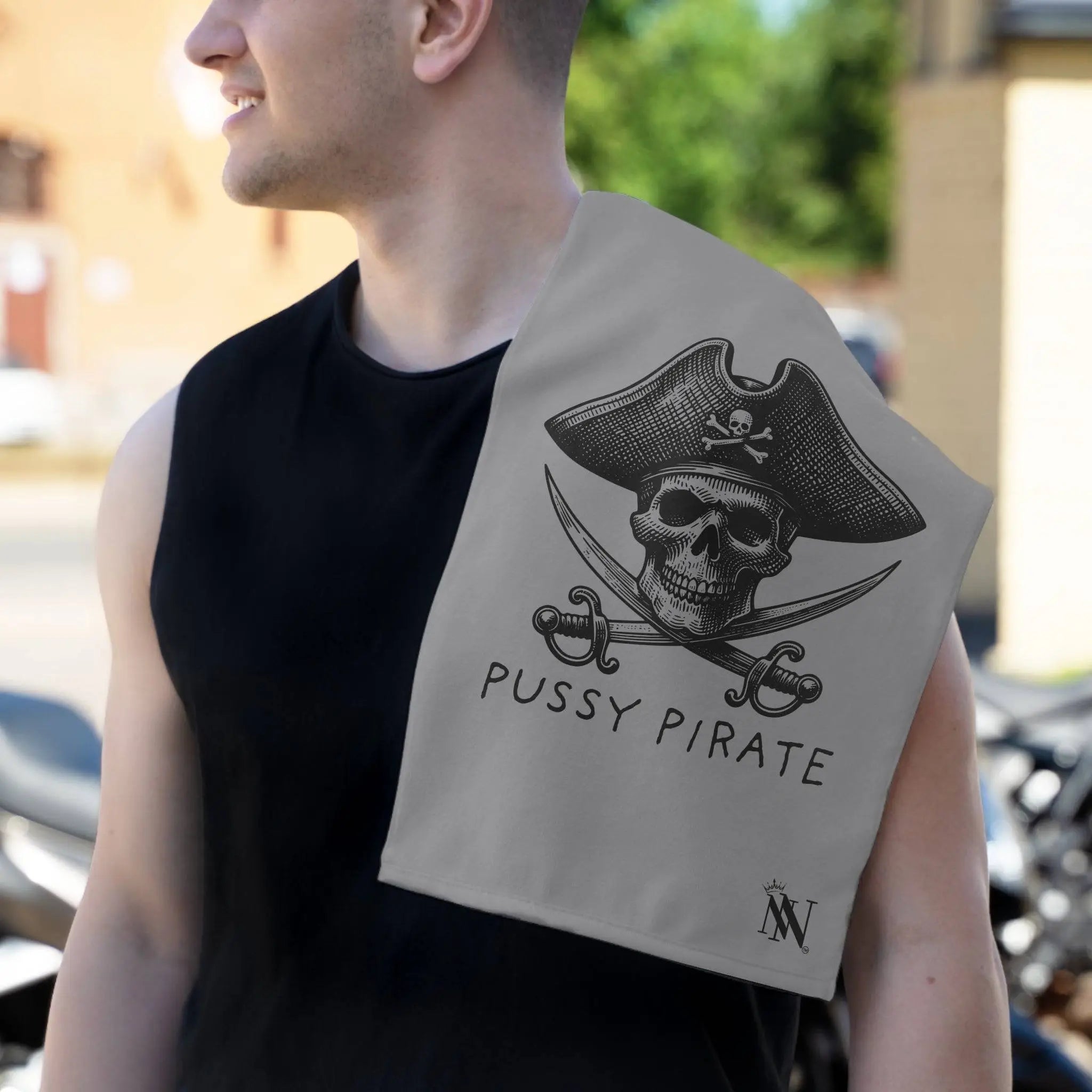 Pussy Pirate Grey Mix & Match Soft Sex Towels | Naughty Lovers’ Gifts
