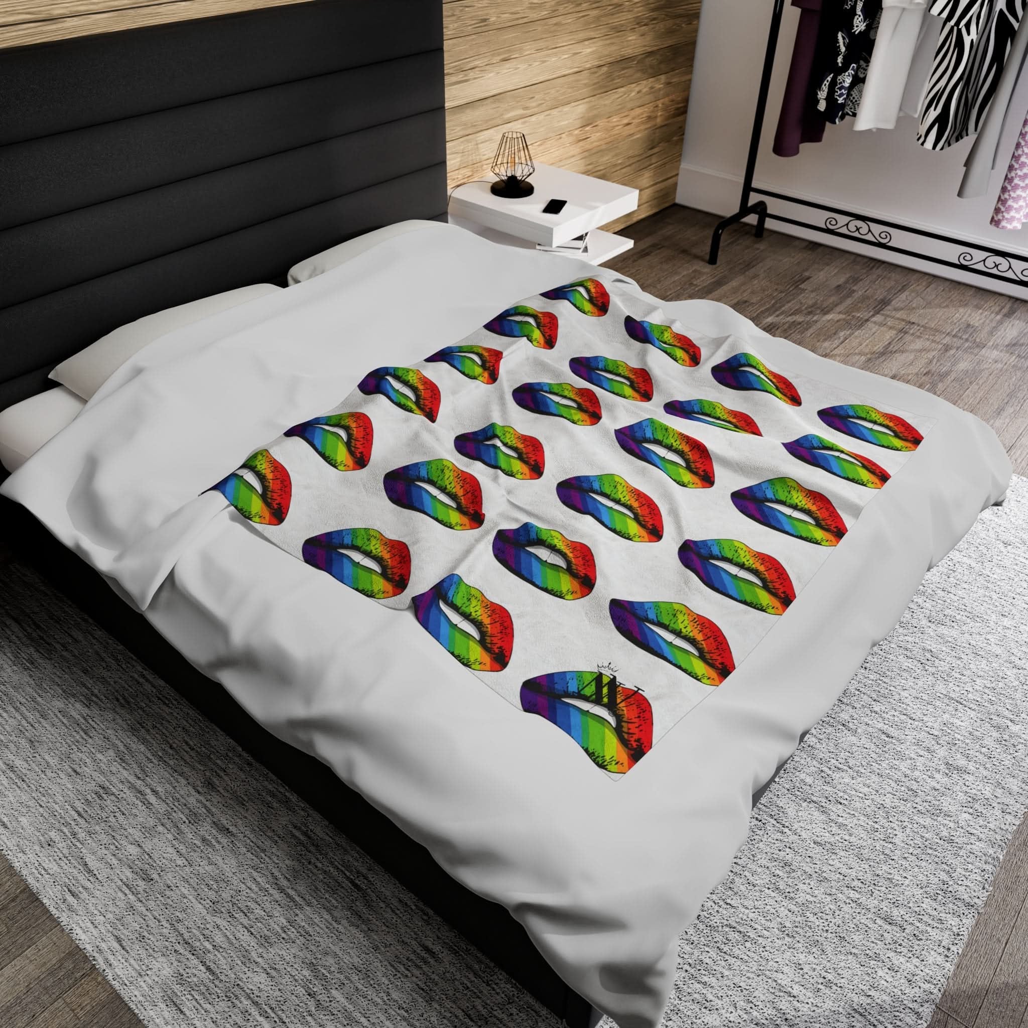 Rainbow Kiss Lips | Mix & Match Fun-Flirty Lovers’ Blankets