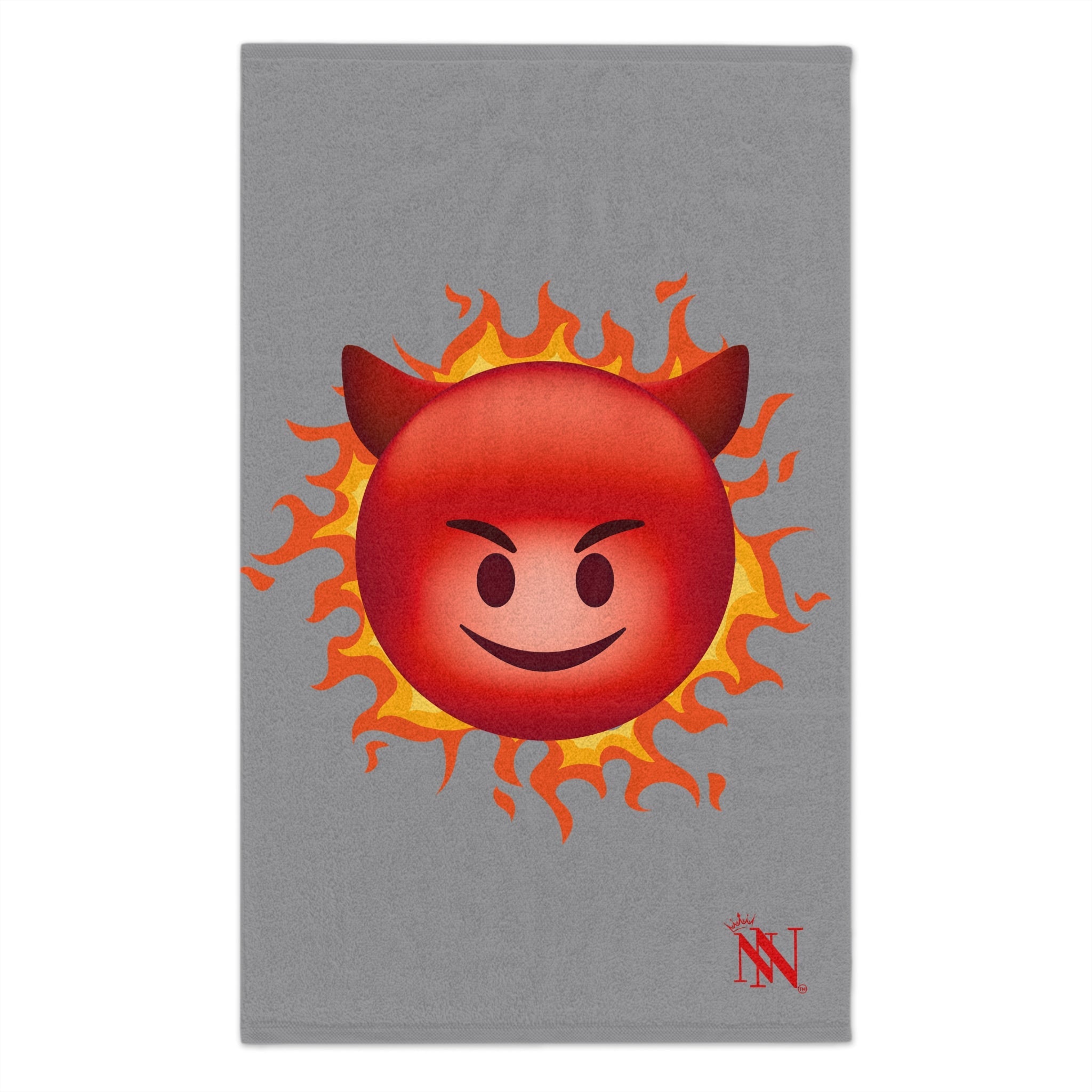 Red Hot Naughty Devil Emoji Grey | Mix & Match Soft Fun-Flirty Lovers’ Towels
