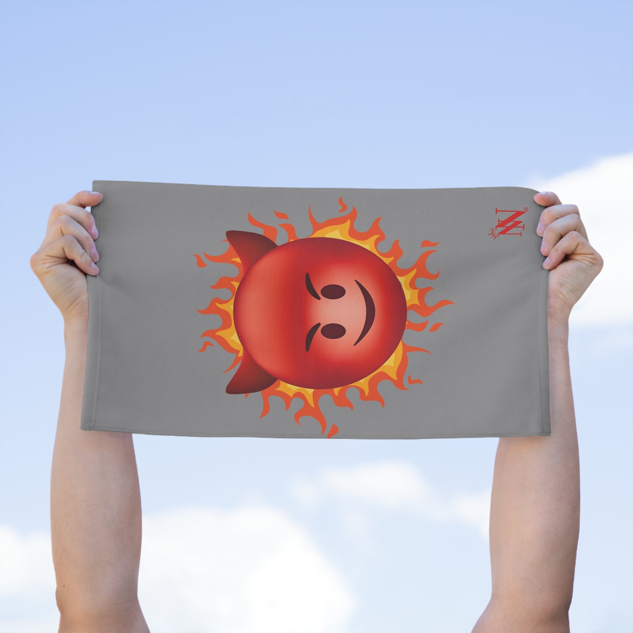 Red Hot Naughty Devil Emoji Grey | Mix & Match Soft Fun-Flirty Lovers’ Towels