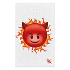 Red Hot Naughty Devil Emoji White | Mix & Match Soft Fun-Flirty Lovers’ Towels