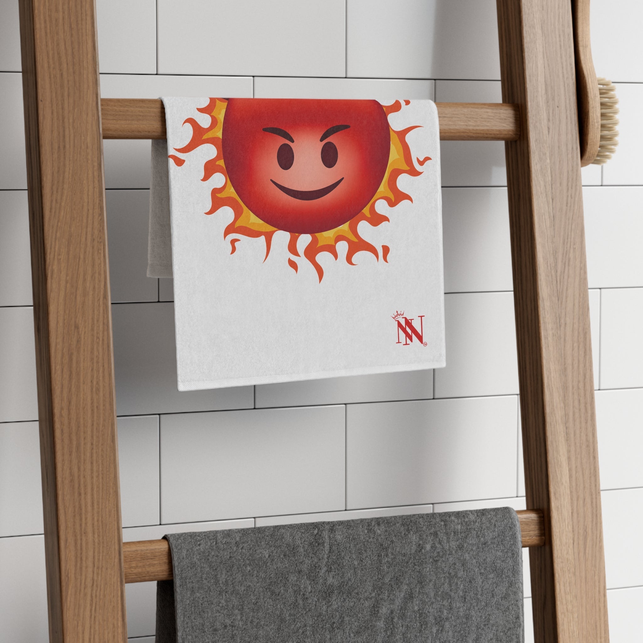 Red Hot Naughty Devil Emoji White | Mix & Match Soft Fun-Flirty Lovers’ Towels