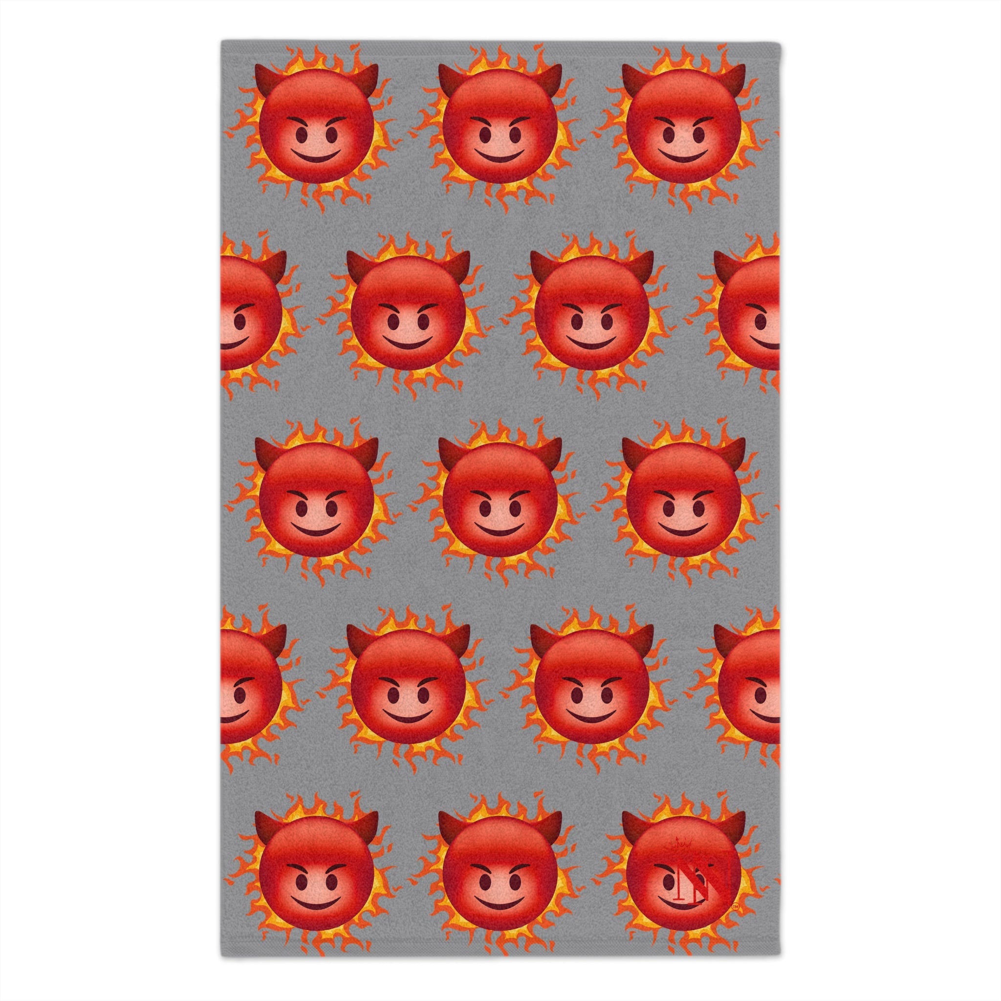 Red Hot Naughty Devil Pattern Grey | Mix & Match Soft Fun-Flirty Lovers’ Towels