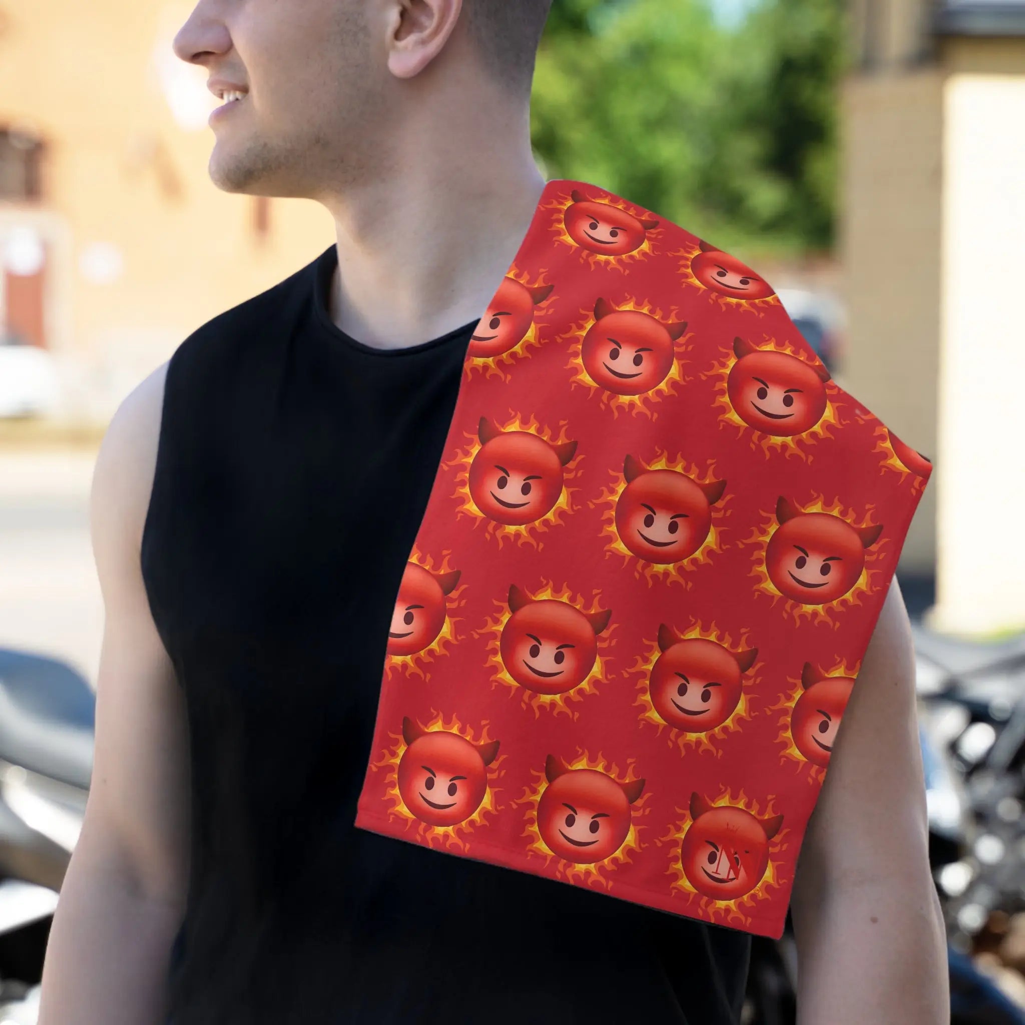 Red Hot Naughty Devil Pattern Red | Mix & Match Soft Fun-Flirty Lovers’ Towels