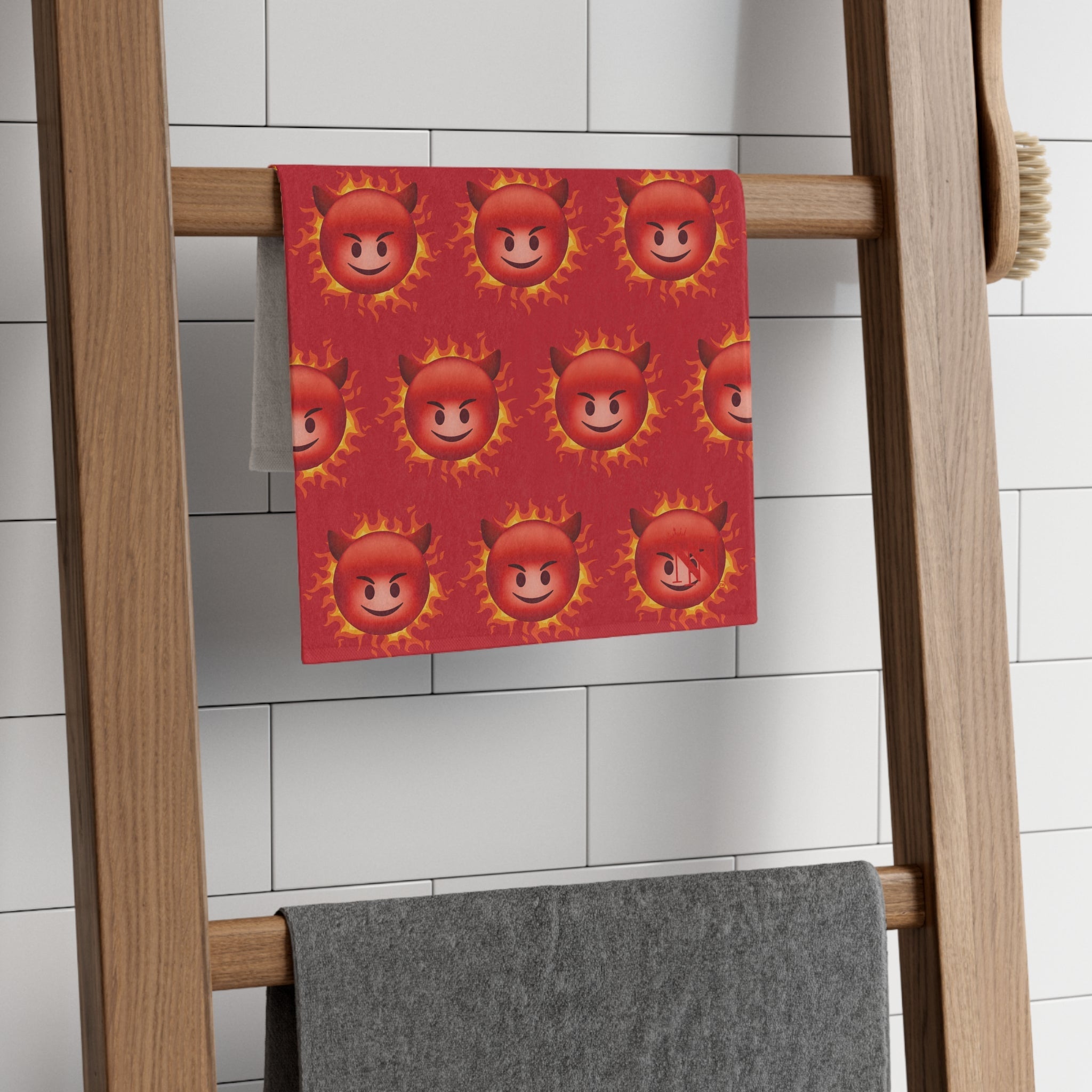Red Hot Naughty Devil Pattern Red | Mix & Match Soft Fun-Flirty Lovers’ Towels
