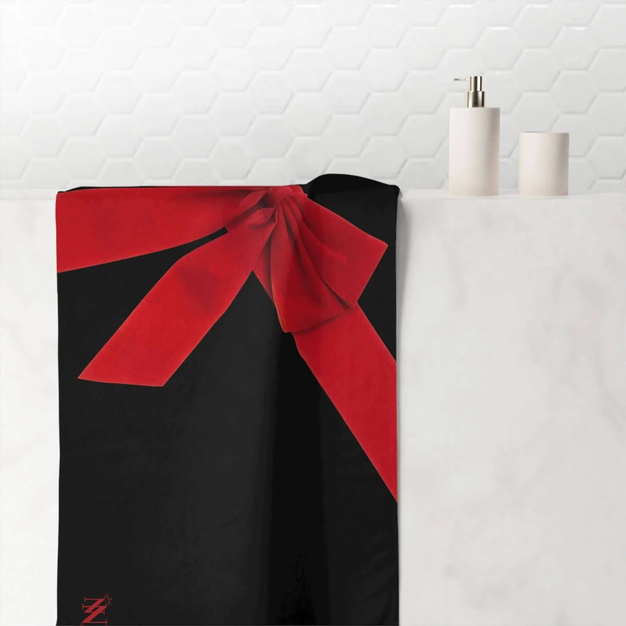 Red Velvet Gift Bow Fun | Mix & Match Naughty XL Fun-Flirty Lovers’ Towels
