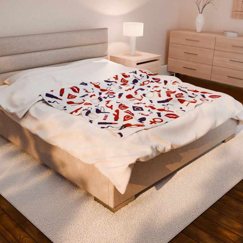 Red White Blue Sex Toy Love | Mix & Match Velveteen Fun-Flirty Lovers’ Blankets