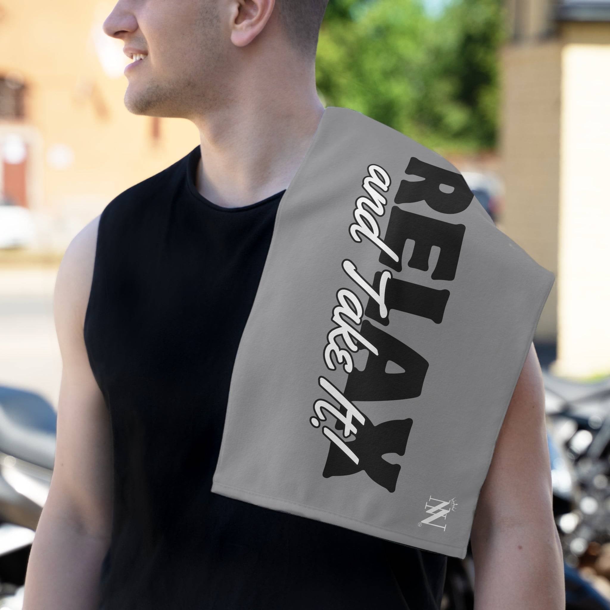 Relax and Take It! Grey Mix & Match Soft Sex Towels | Naughty Lovers’ Gifts