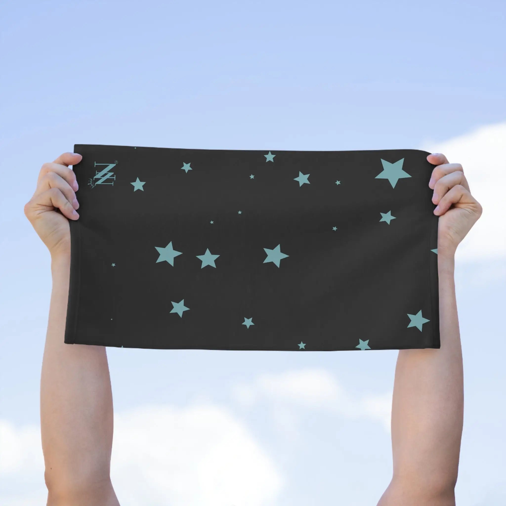 Sea Blue Star Pattern Black | Mix & Match Soft Fun-Flirty Lovers’ Towels