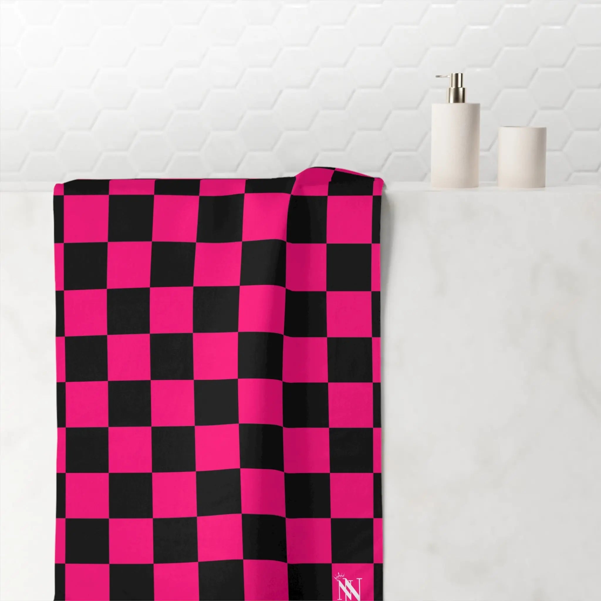 Signature Pink Black Checkers | Mix & Match XL Fun-Flirty Lovers’ Towels