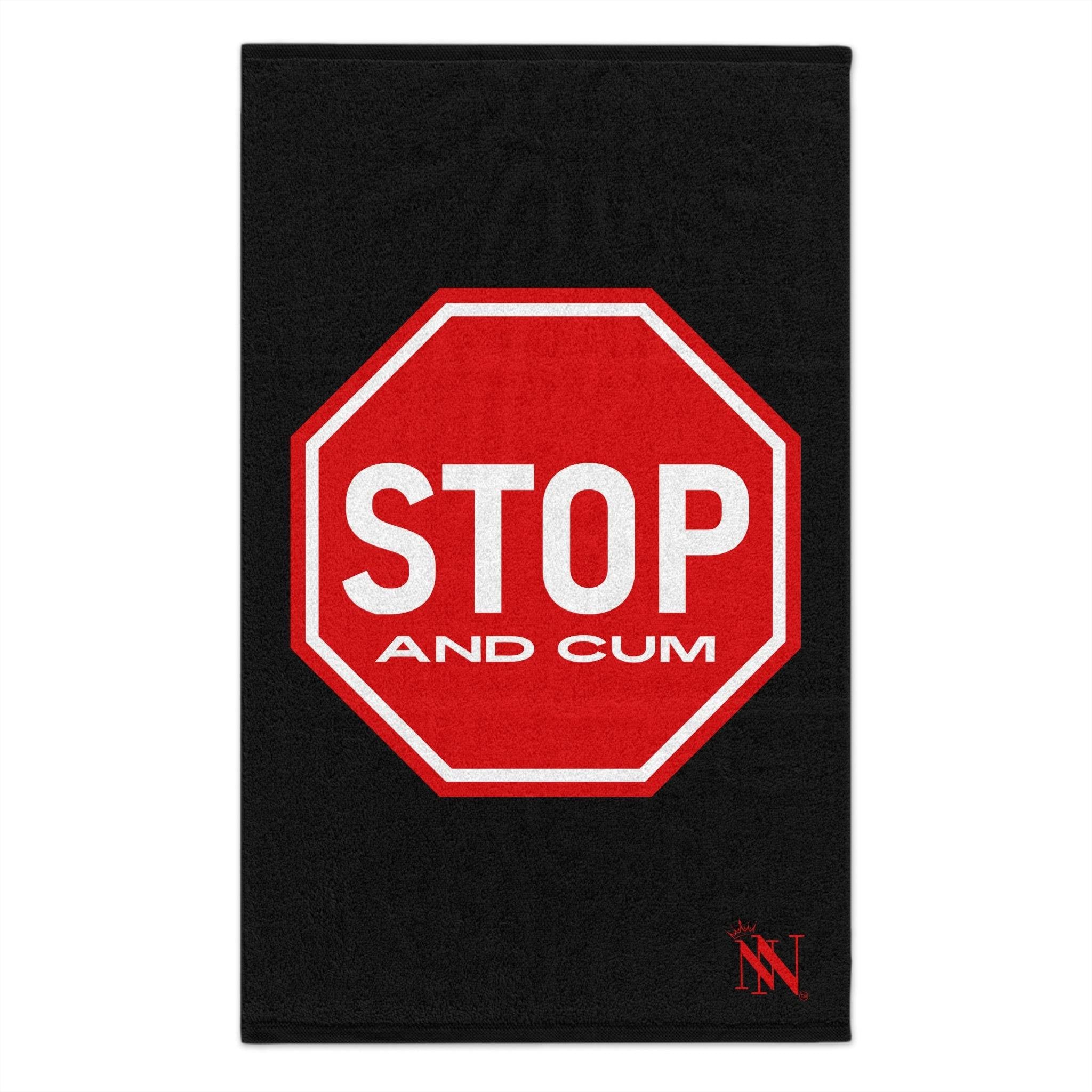 Stop and Cum Black Mix & Match Soft Sex Towels | Flirty Lovers’ Gifts