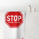 Stop And Cum Sign Fun XL Cum Towel | Big Bold & Sexy Stylish