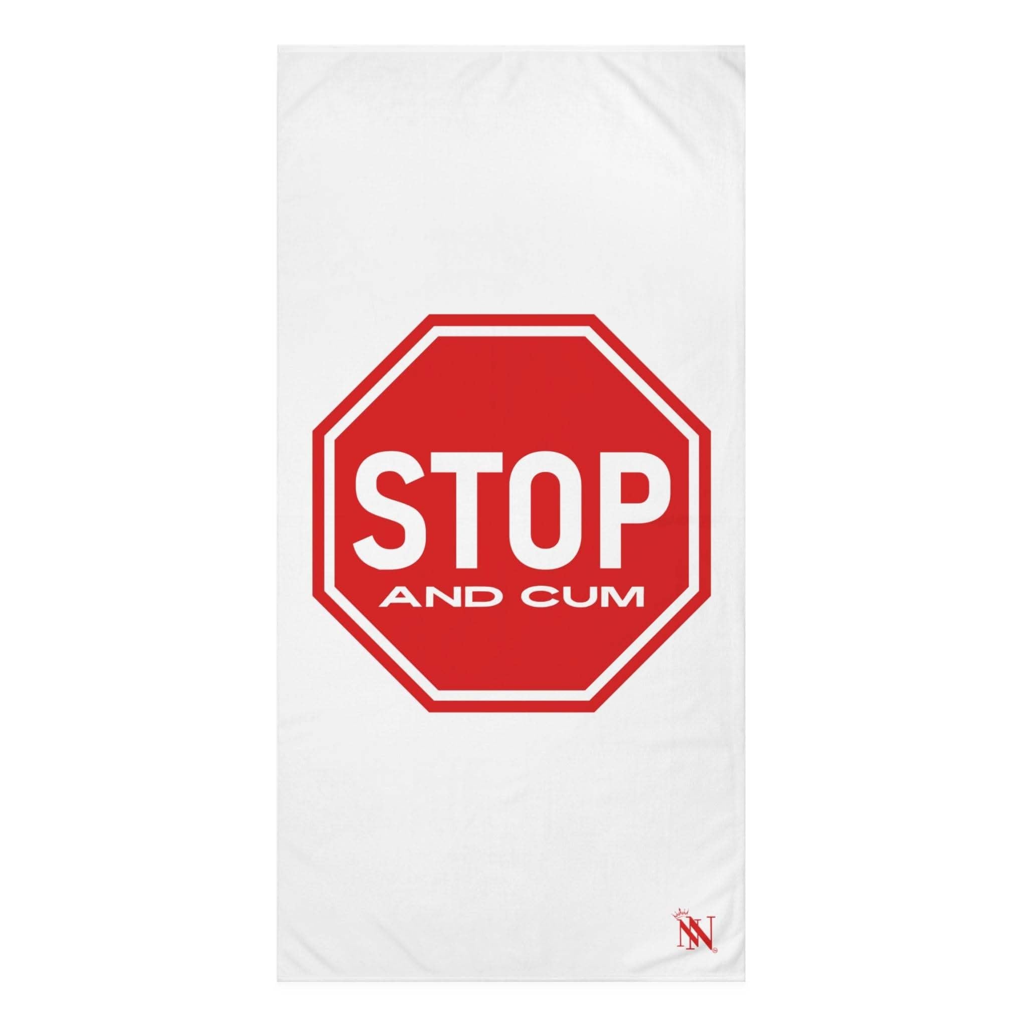 Stop And Cum Sign Fun XL Cum Towel | Big Bold & Sexy Stylish