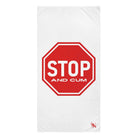 Stop And Cum Sign Fun XL Cum Towel | Big Bold & Sexy Stylish