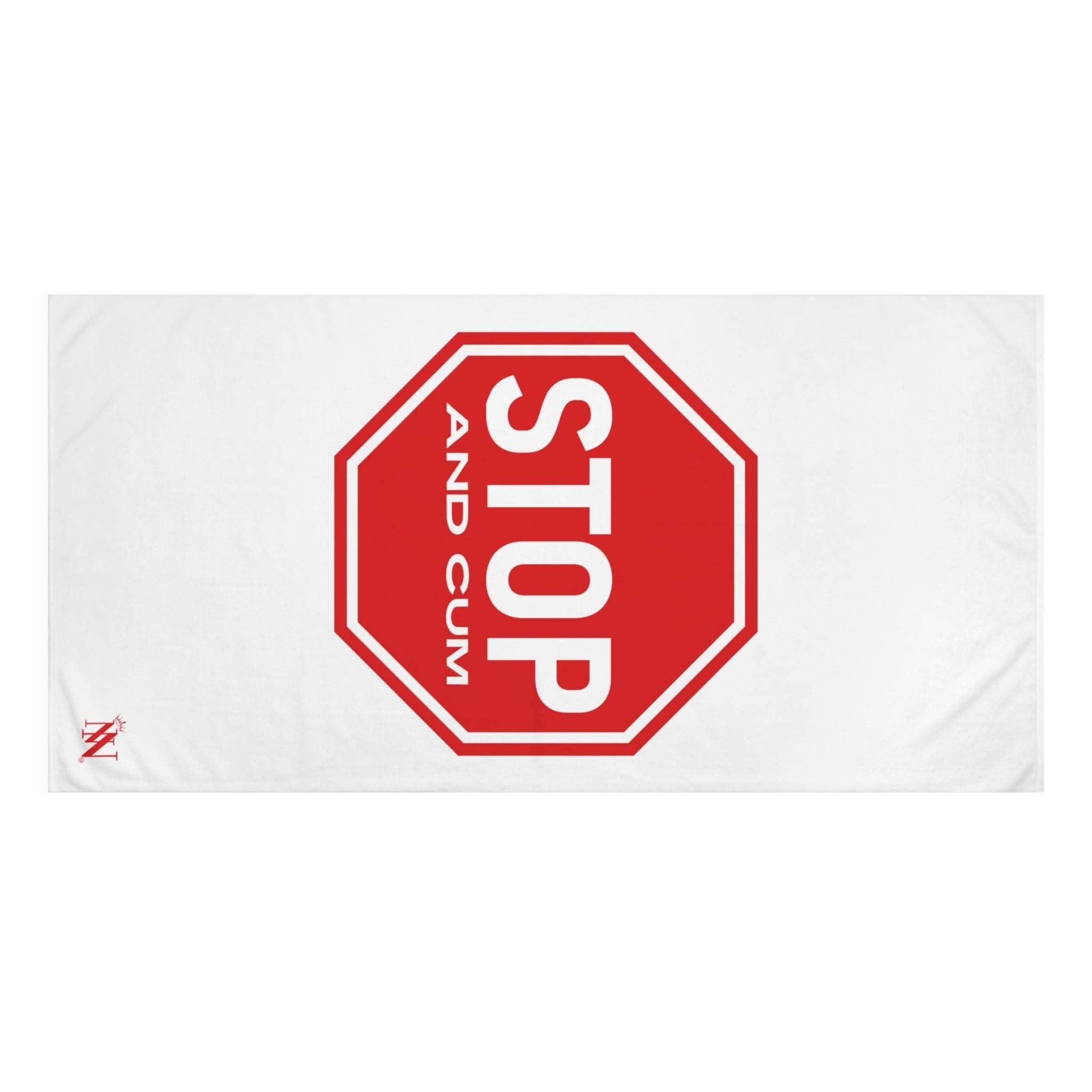 Stop And Cum Sign Fun XL Cum Towel | Big Bold & Sexy Stylish