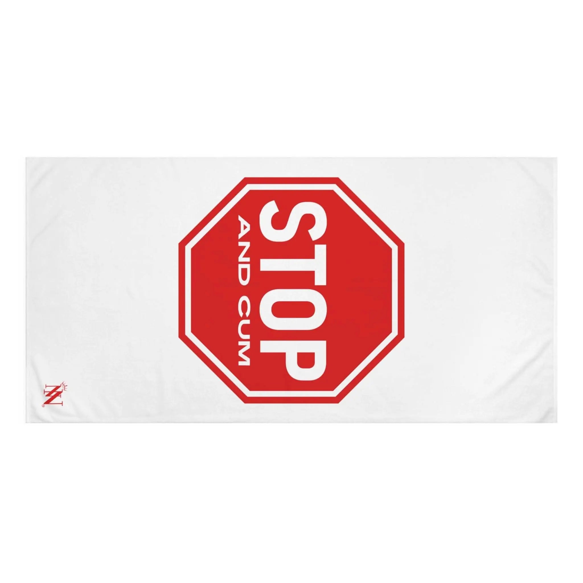 Stop And Cum Sign Fun XL Cum Towel | Big Bold & Sexy Stylish