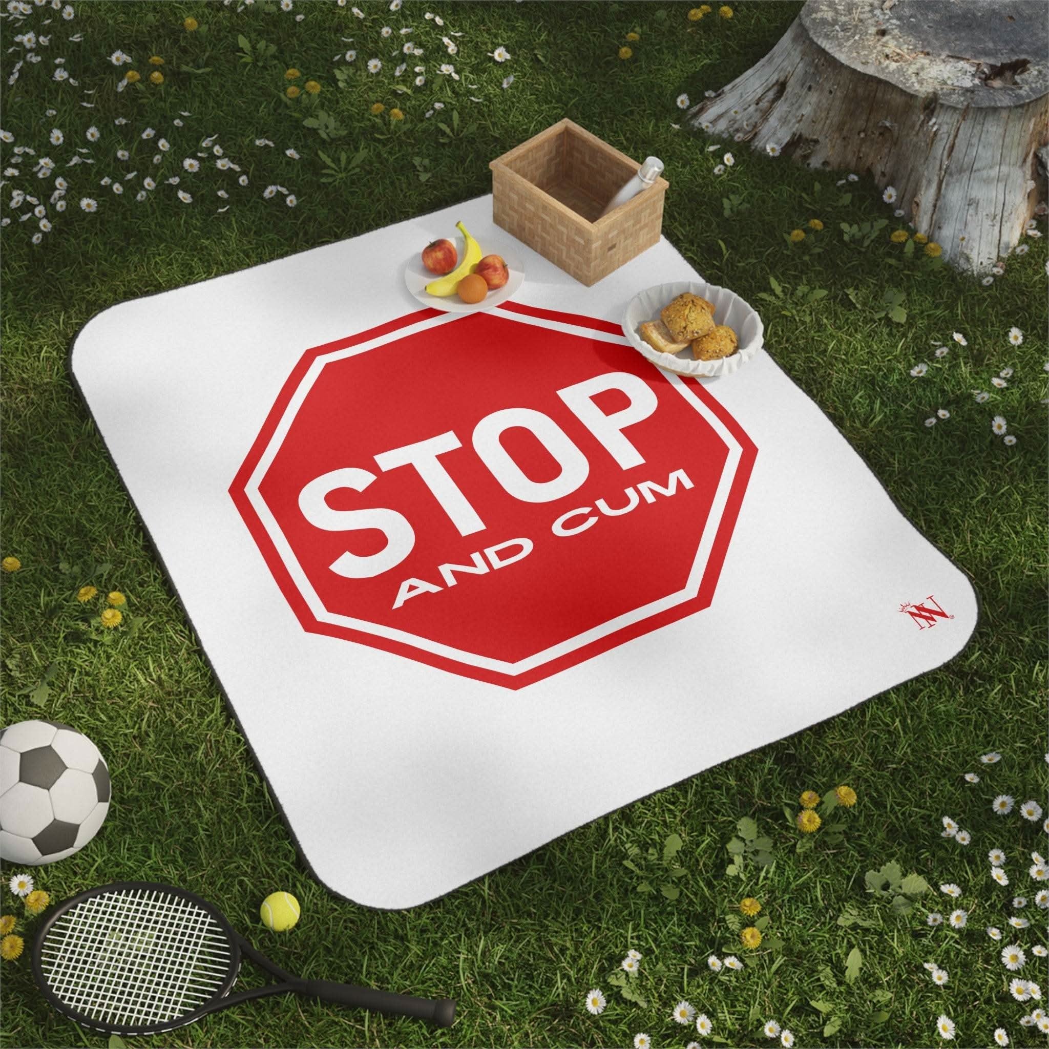 Stop And Cum Sign | Mix Match Fun-Flirty Lovers’ Water-Resistant Blankets