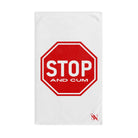 Stop And Cum Sign | Mix & Match Original Fun-Flirty Lovers’ Towels